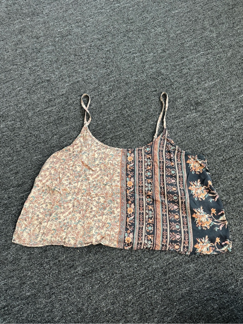 Urban Outfitters Floral Patchwork Cami Top - Black & Beige